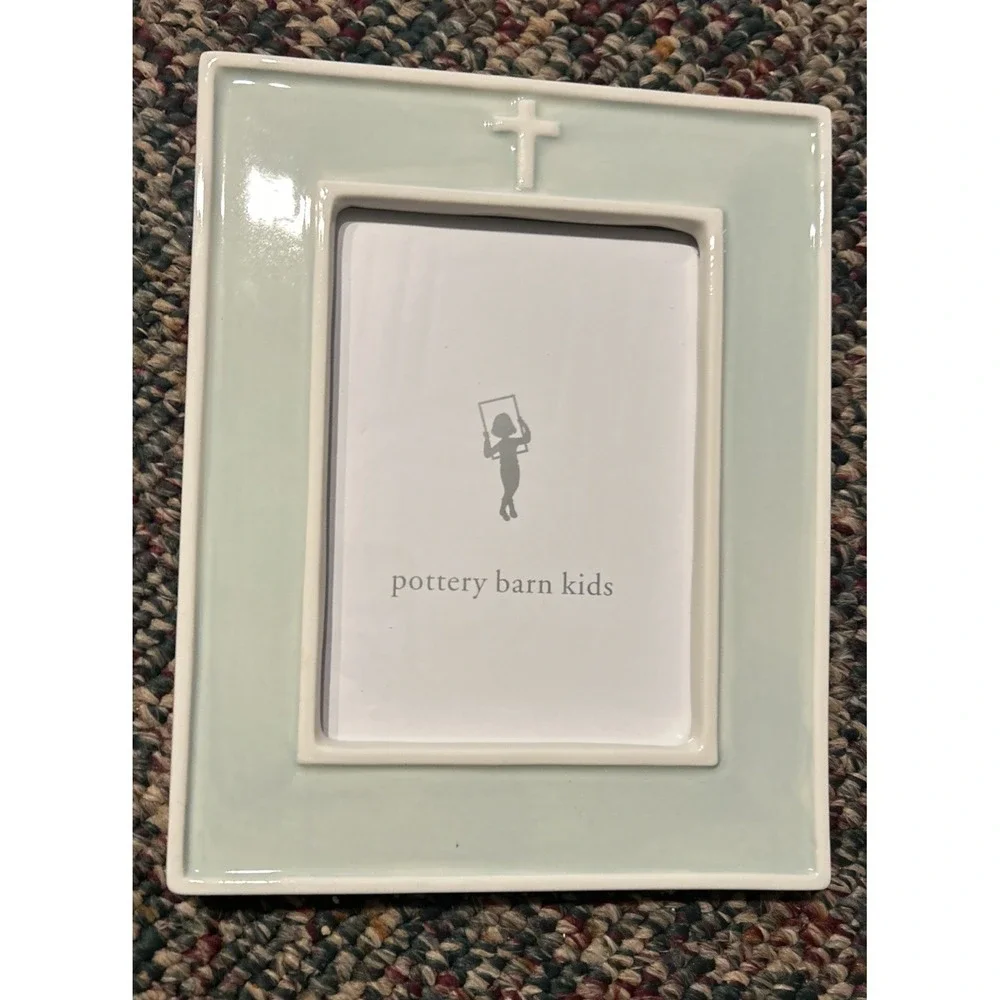 New W/out Box Pottery Barn Kids Ceramic Cross Frame (7